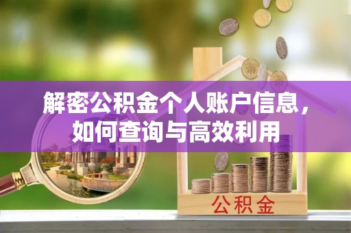 怀化解密公积金个人账户信息，如何查询与高效利用